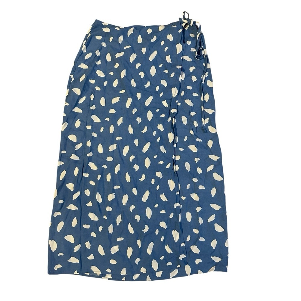 Reformation Blue and White Printed Wrap Midi Skirt - Picture 4 of 5